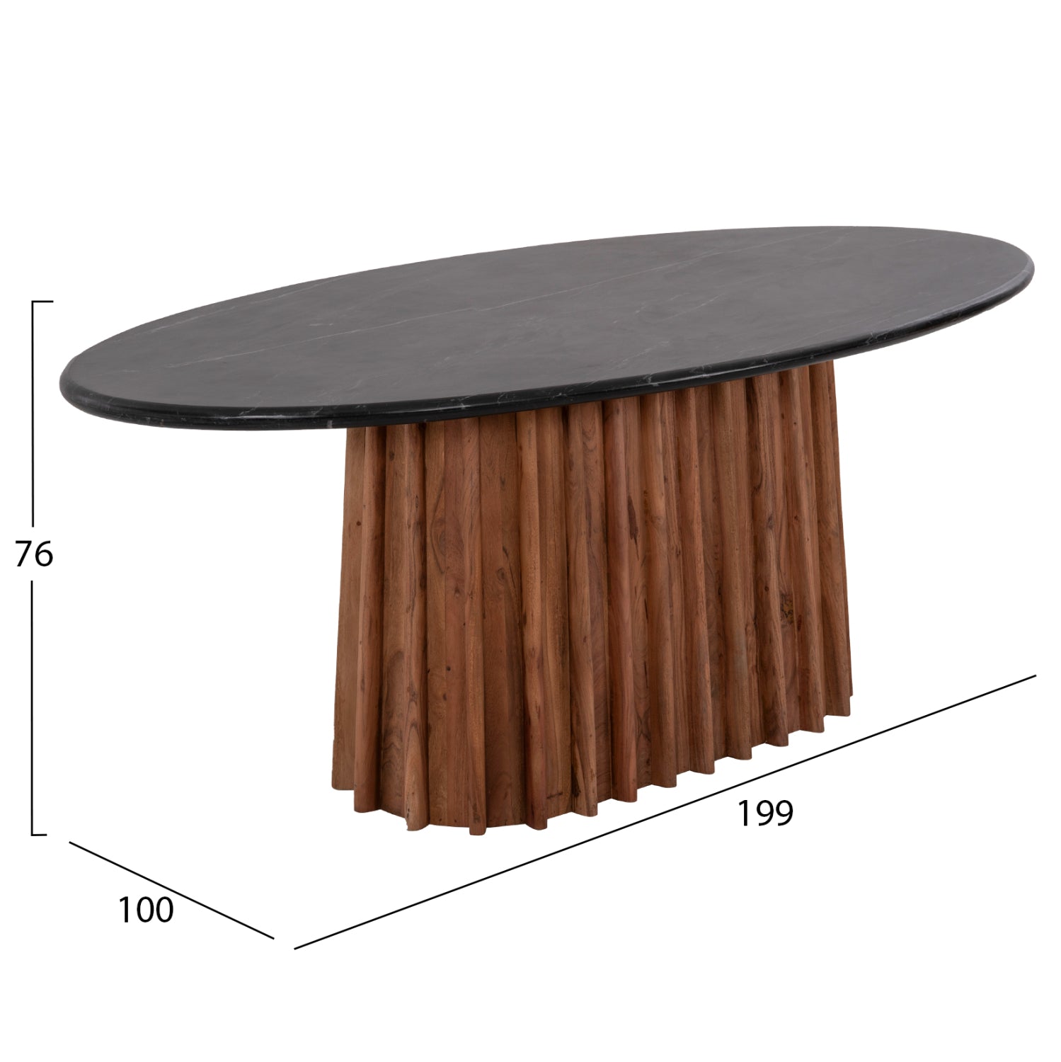 ΤΡΑΠΕΖΙ ΤΡΑΠΕΖΑΡΙΑΣ ΟΒΑΛ DRAXX HM9689 ΜΑΣΙΦ ΑΚΑΚΙΑ-ΜΑΥΡΟ ΜΑΡΜΑΡΟ 200x100x76Υεκ. - Pakobazaar