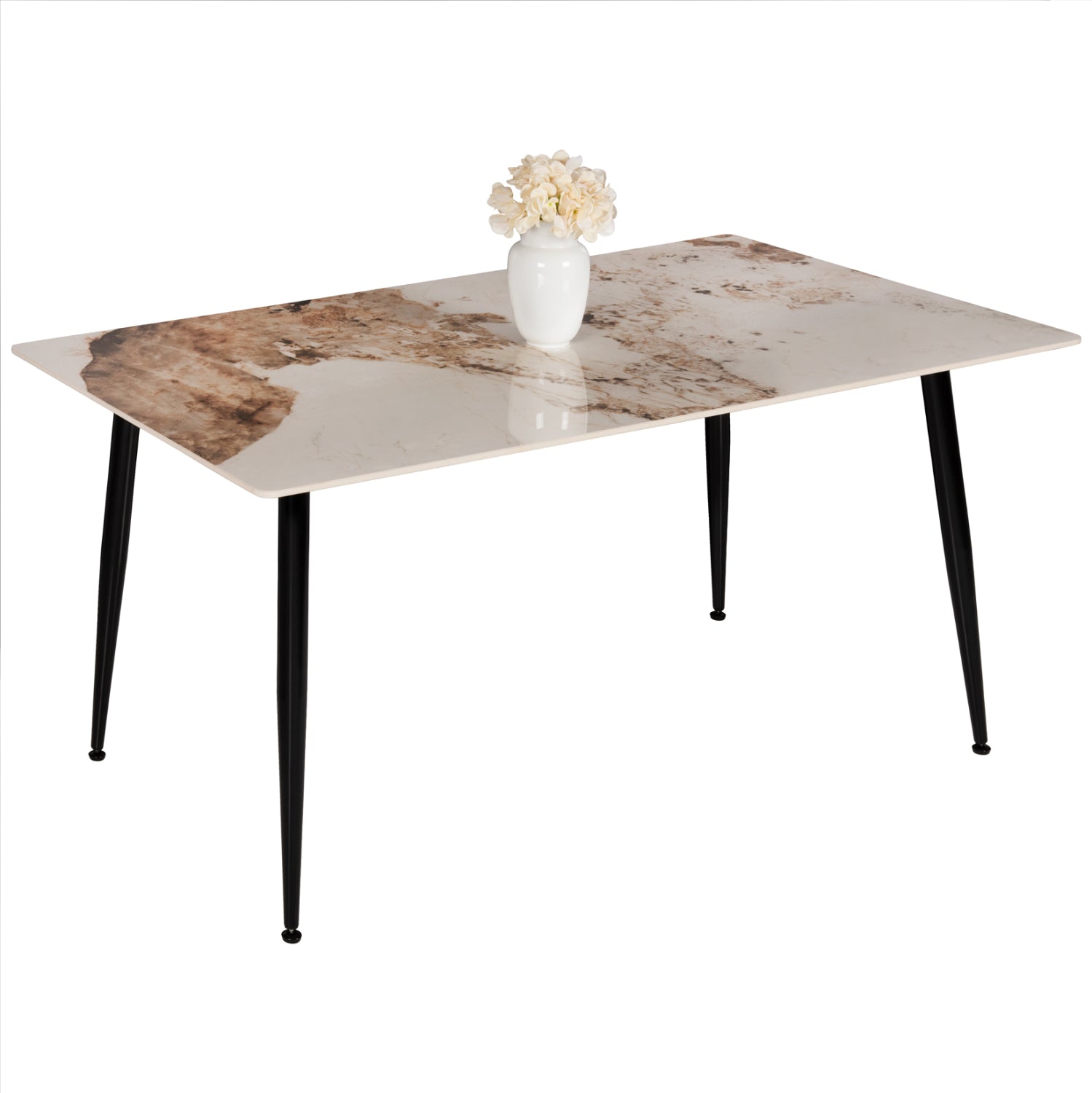 ΤΡΑΠΕΖΙ ΤΡΑΠΕΖΑΡΙΑΣ SINTERED STONE TOM HM8588.03 BROWN-WHITE MARBLE 160x90x76Y εκ. - Pakobazaar