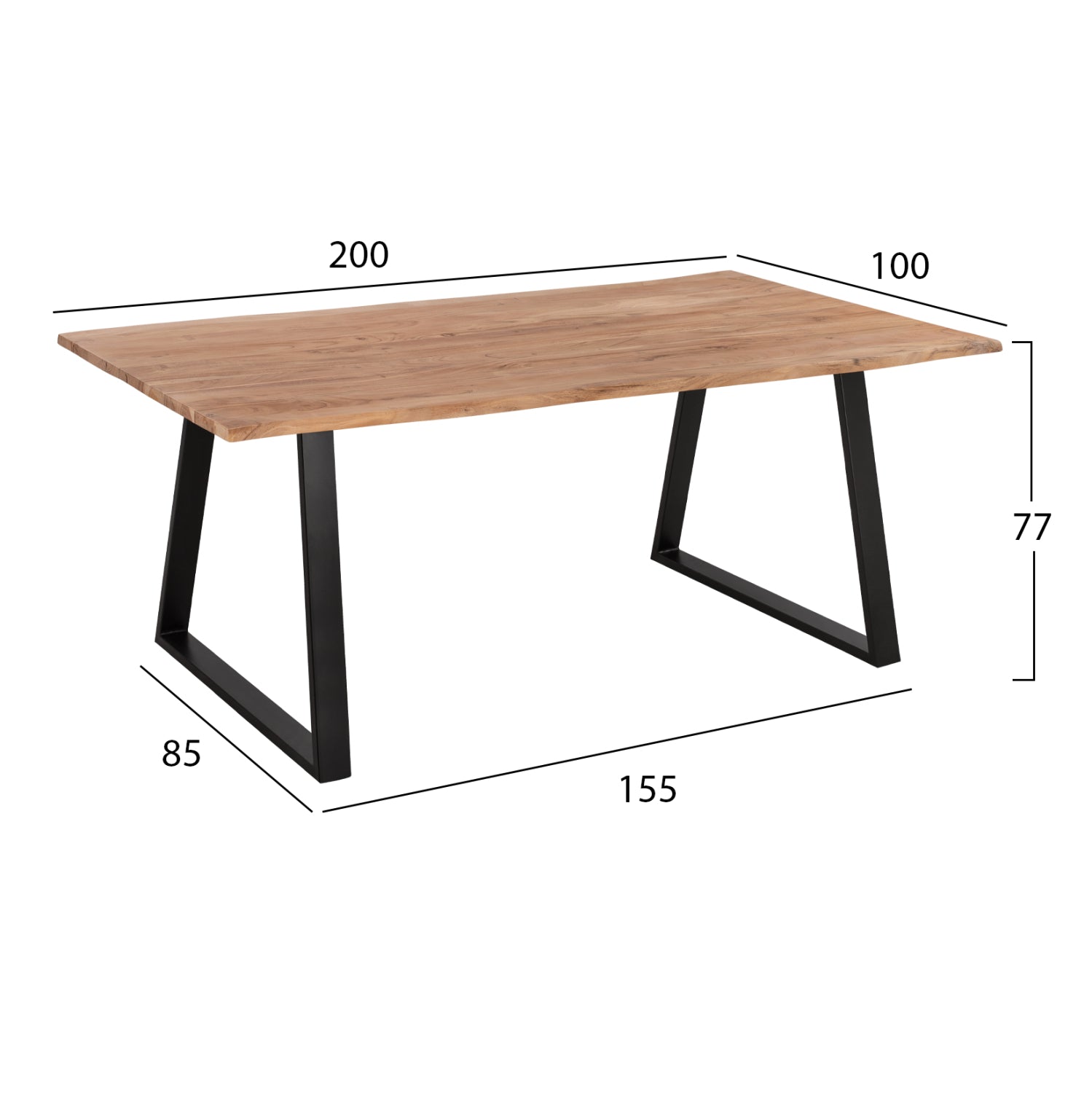 ΤΡΑΠΕΖΙ ΤΡΑΠΕΖΑΡΙΑΣ SOFIA SLIM HM8501.11 ΑΠΟ ΜΑΣΙΦ ΞΥΛΟ ΑΚΑΚΙΑΣ 200x100x77Υ εκ. - Pakobazaar