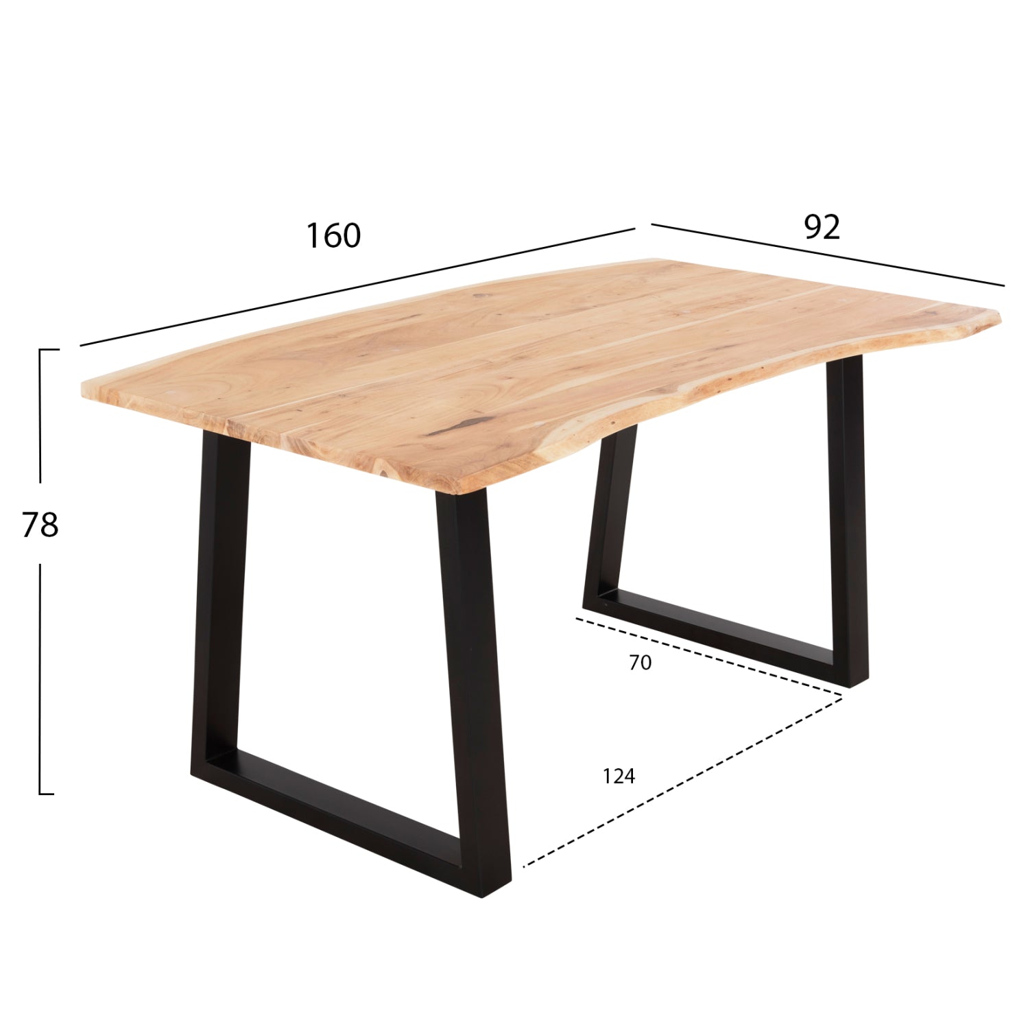 ΤΡΑΠΕΖΙ ΤΡΑΠΕΖΑΡΙΑΣ SOFIA SLIM HM8500.21 ΜΑΣΙΦ ΞΥΛΟ ΑΚΑΚΙΑΣ 160x92x78Υεκ. - Pakobazaar