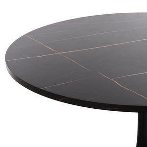 ΤΡΑΠΕΖΙ ΤΡΑΠΕΖΑΡΙΑΣ ROLLO HM9422.02 ΣΤΡΟΓΓΥΛΟ BLACK MARBLE Φ120x74Yεκ. - Pakobazaar