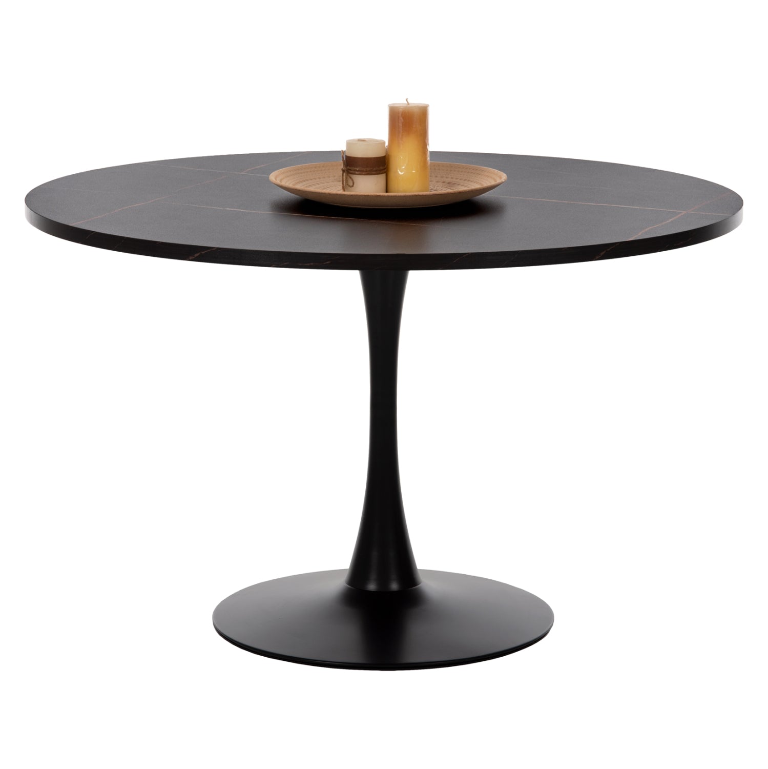 ΤΡΑΠΕΖΙ ΤΡΑΠΕΖΑΡΙΑΣ ROLLO HM9422.02 ΣΤΡΟΓΓΥΛΟ BLACK MARBLE Φ120x74Yεκ. - Pakobazaar