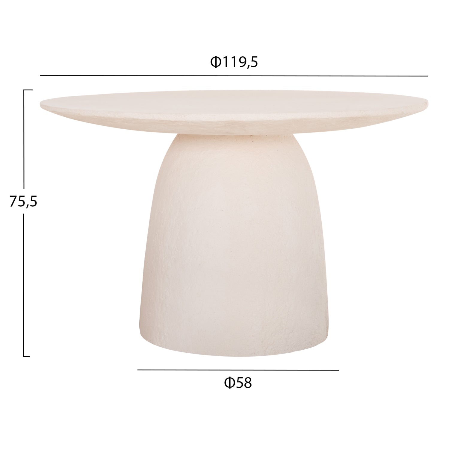 ΤΡΑΠΕΖΙ ΤΡΑΠΕΖΑΡΙΑΣ ΣΤΡΟΓΓΥΛΟ SEPPO HM18154.02 FIBER CEMENT ΛΕΥΚΟ--Φ119,5x75,5Υεκ. - Pakobazaar