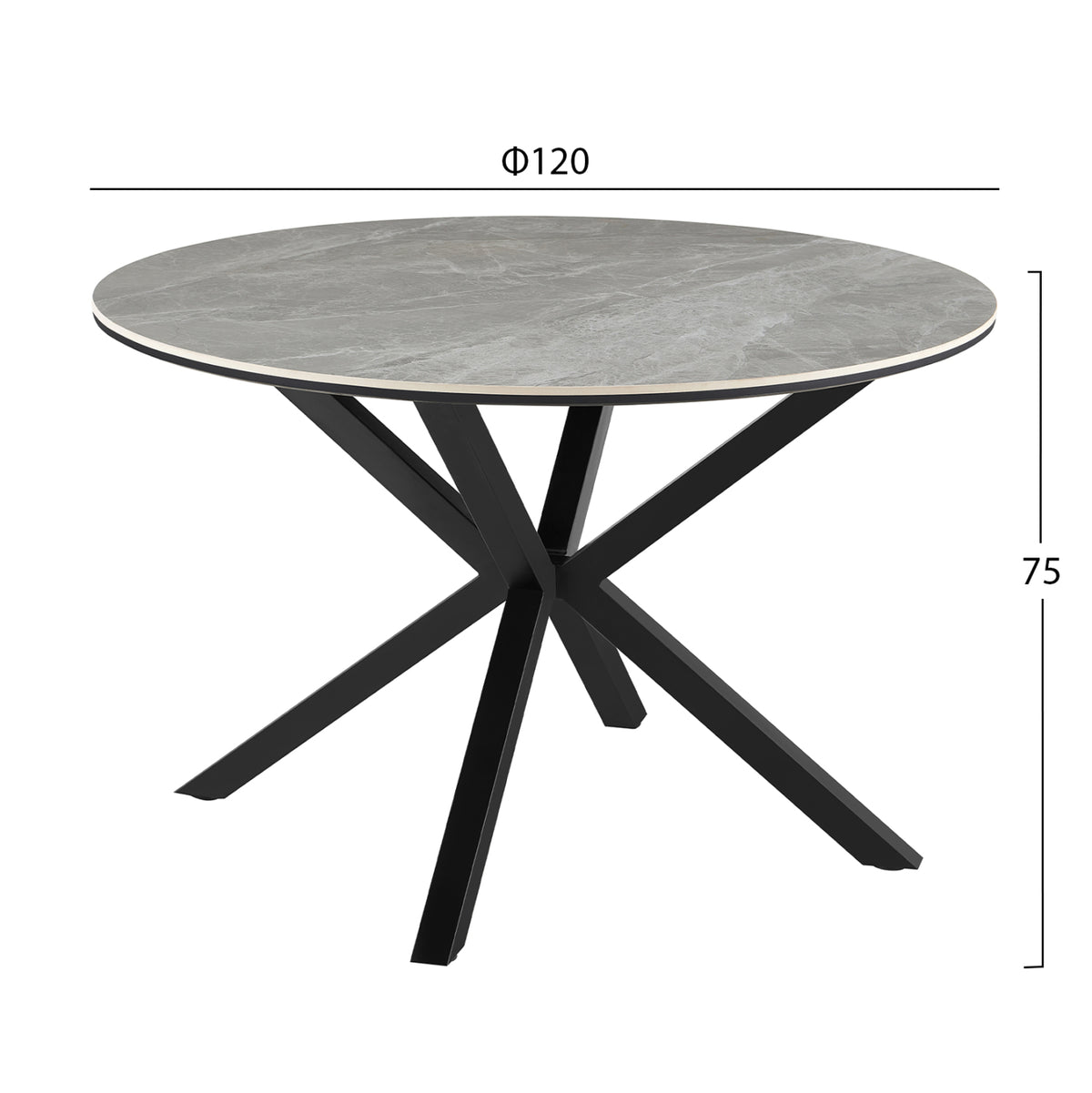 ΤΡΑΠΕΖΙ ΤΡΑΠΕΖΑΡΙΑΣ ΣΤΡΟΓΓΥΛΟ ERAGON HM18460.03 SINT. STONE ΣΕ ΓΚΡΙ ΜΑΡΜΑΡΟ Φ120x75Υεκ - Pakobazaar
