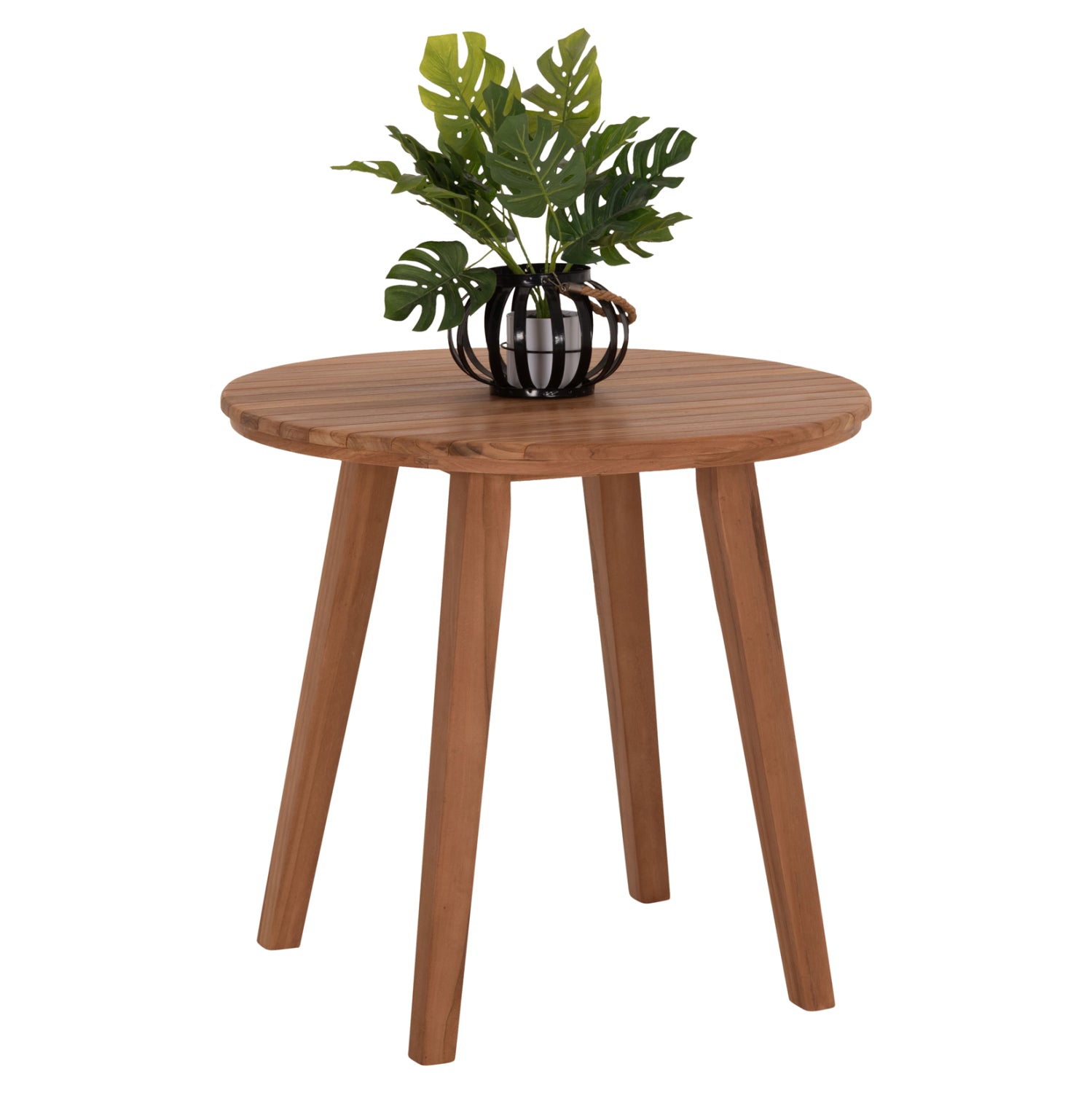 TΡΑΠΕΖΙ ΤΡΑΠΕΖΑΡΙΑΣ ΣΤΡΟΓΓΥΛΟ DANTE HM6379 ΞΥΛΟ TEAK Φ80x75Υεκ. - Pakobazaar