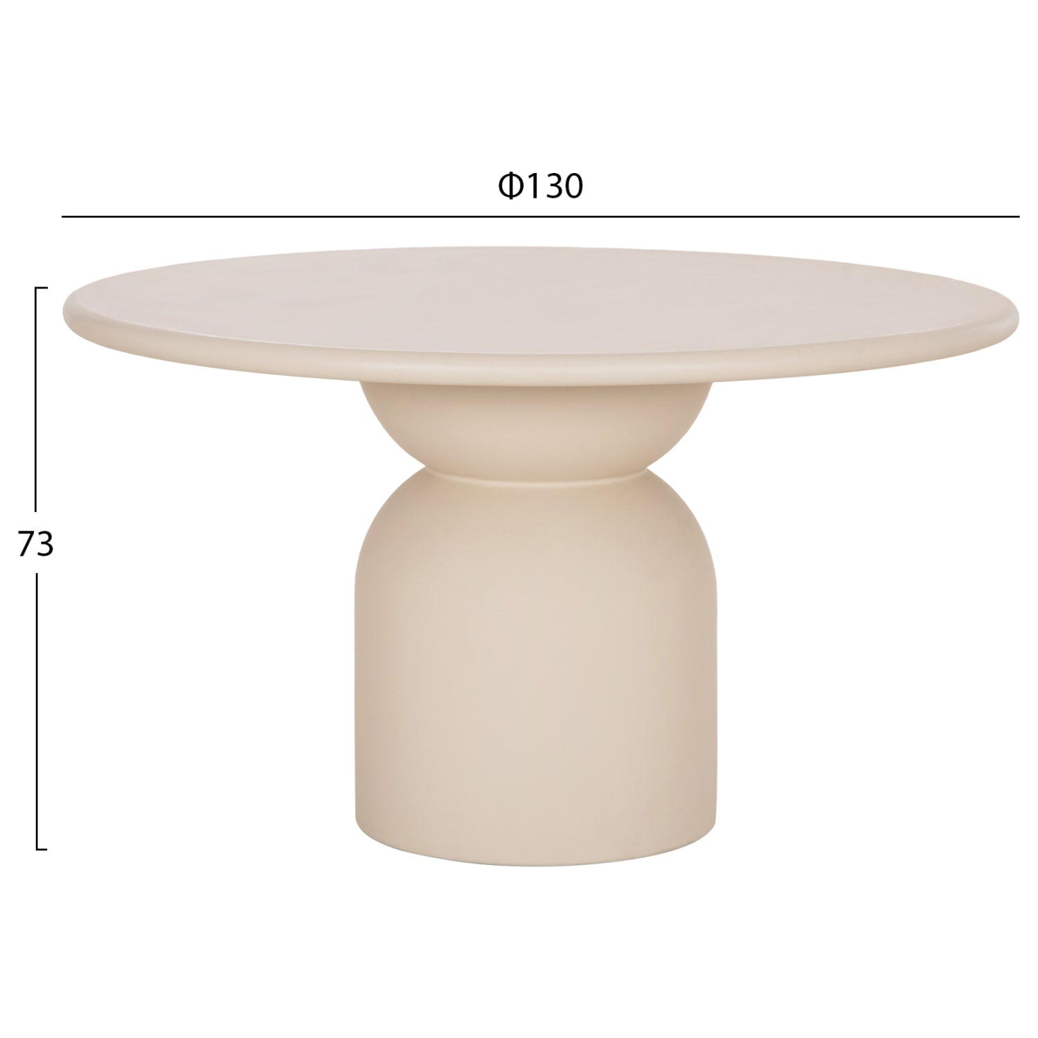 ΤΡΑΠΕΖΙ ΤΡΑΠΕΖΑΡΙΑΣ ΣΤΡΟΓΓΥΛΟ KAZVIN HM6582.02 ΜΠΕΖ FIBER CEMENT Φ130x73Υεκ - Pakobazaar