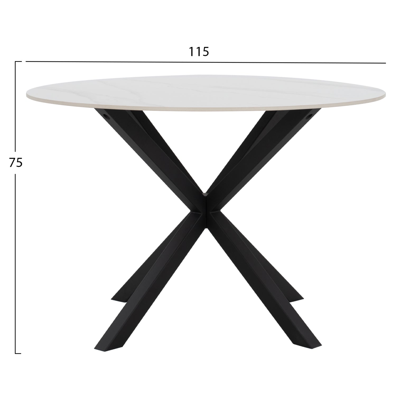ΤΡΑΠΕΖΙ ΤΡΑΠΕΖΑΡΙΑΣ ΣΤΡΟΓΓΥΛΟ SYNTEC HM9309.02 SINTERED STONE ΛΕΥΚΟ ΜΕΤΑΛ.ΠΟΔΙΑ Φ115x75Y εκ. - Pakobazaar