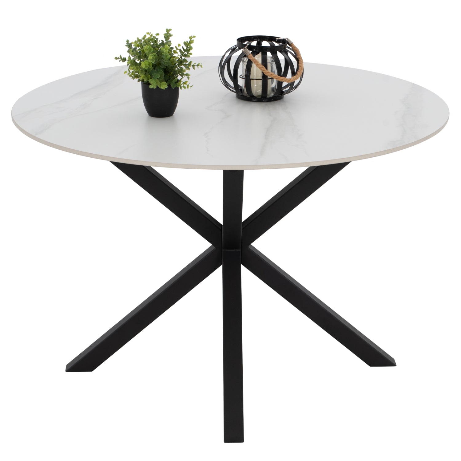 ΤΡΑΠΕΖΙ ΤΡΑΠΕΖΑΡΙΑΣ ΣΤΡΟΓΓΥΛΟ SYNTEC HM9309.02 SINTERED STONE ΛΕΥΚΟ ΜΕΤΑΛ.ΠΟΔΙΑ Φ115x75Y εκ. - Pakobazaar