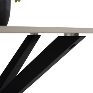 ΤΡΑΠΕΖΙ ΤΡΑΠΕΖΑΡΙΑΣ ΣΤΡΟΓΓΥΛΟ SYNTEC HM9309.02 SINTERED STONE ΛΕΥΚΟ ΜΕΤΑΛ.ΠΟΔΙΑ Φ115x75Y εκ. - Pakobazaar