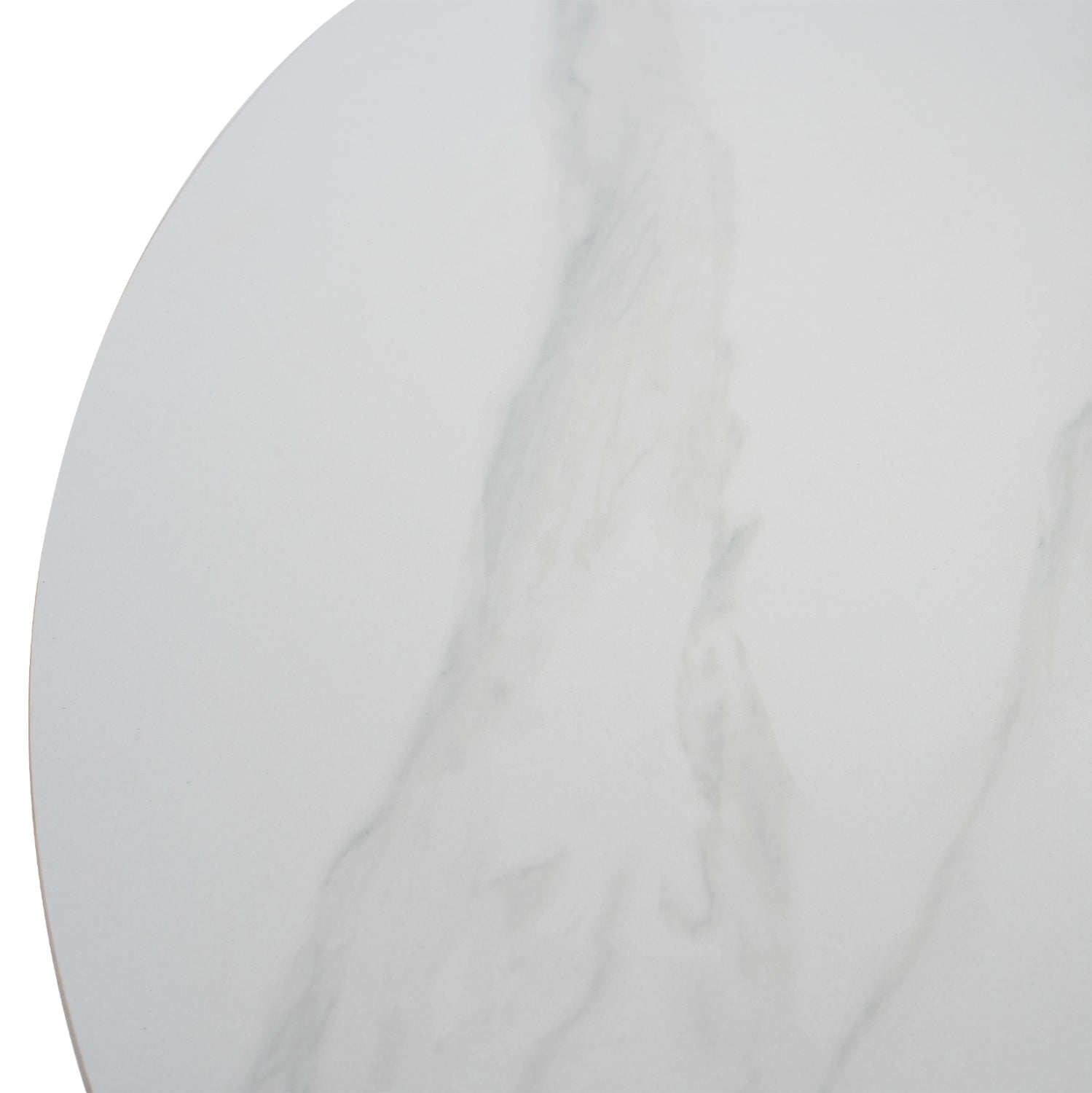ΤΡΑΠΕΖΙ ΤΡΑΠΕΖΑΡΙΑΣ ΣΤΡΟΓΓΥΛΟ SYNTEC HM9309.02 SINTERED STONE ΛΕΥΚΟ ΜΕΤΑΛ.ΠΟΔΙΑ Φ115x75Y εκ. - Pakobazaar