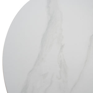 ΤΡΑΠΕΖΙ ΤΡΑΠΕΖΑΡΙΑΣ ΣΤΡΟΓΓΥΛΟ SYNTEC HM9309.02 SINTERED STONE ΛΕΥΚΟ ΜΕΤΑΛ.ΠΟΔΙΑ Φ115x75Y εκ. - Pakobazaar