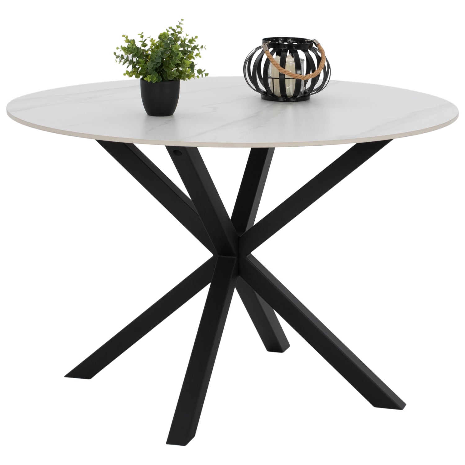 ΤΡΑΠΕΖΙ ΤΡΑΠΕΖΑΡΙΑΣ ΣΤΡΟΓΓΥΛΟ SYNTEC HM9309.02 SINTERED STONE ΛΕΥΚΟ ΜΕΤΑΛ.ΠΟΔΙΑ Φ115x75Y εκ. - Pakobazaar