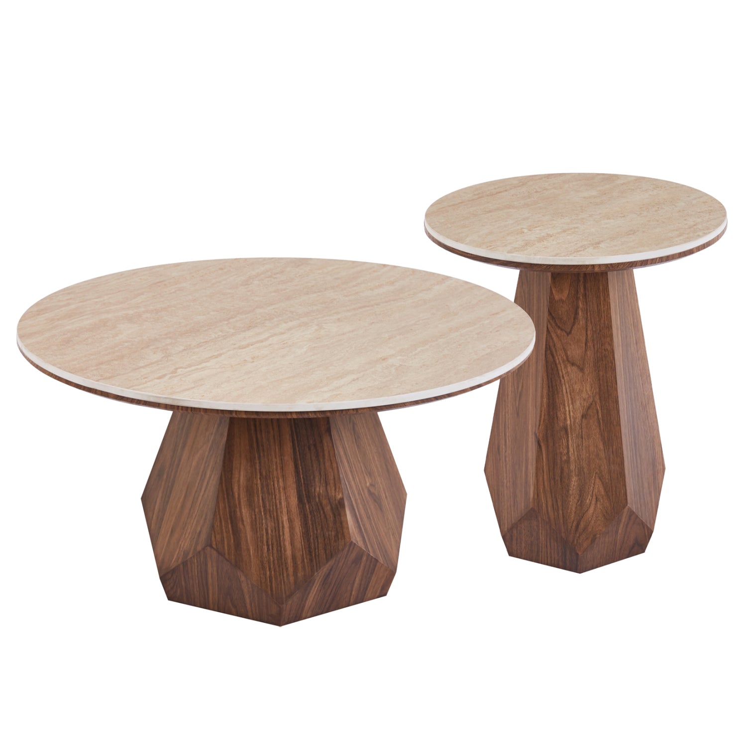 ΤΡΑΠΕΖΙΑ ΣΑΛΟΝΙΟΥ 2ΤΜΧ VENERA HM12109 ΚΕΡΑΜΙΚΑ TOP--MDF ΒΑΣΕΙΣ Φ80+Φ45εκ. - Pakobazaar