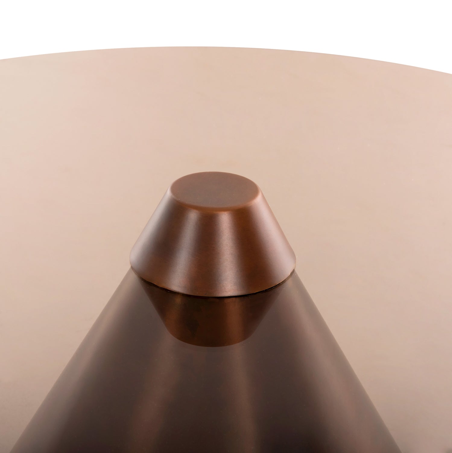 ΤΡΑΠΕΖΙA ΣΑΛΟΝΙΟΥ 2ΤΜΧ REBEN HM9676 ΜΕΤΑΛΛΟ ΚΑΦΕ ΜΠΡΟΝΖΕ-ΦΙΜΕ ΓΥΑΛΙ Φ80 & Φ60 εκ. - Pakobazaar