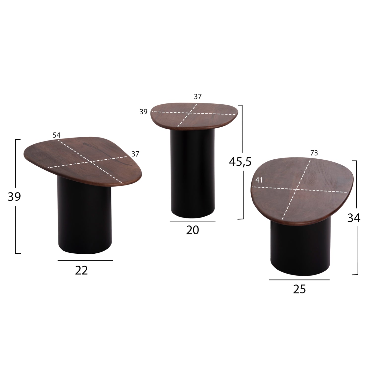 ΤΡΑΠΕΖΙA ΣΑΛΟΝΙΟΥ 3ΤΜΧ PEBBLES HM18004 MANGO TOP-ΜΕΤΑΛΛΙΚΕΣ ΜΑΥΡΕΣ ΒΑΣΕΙΣ - Pakobazaar