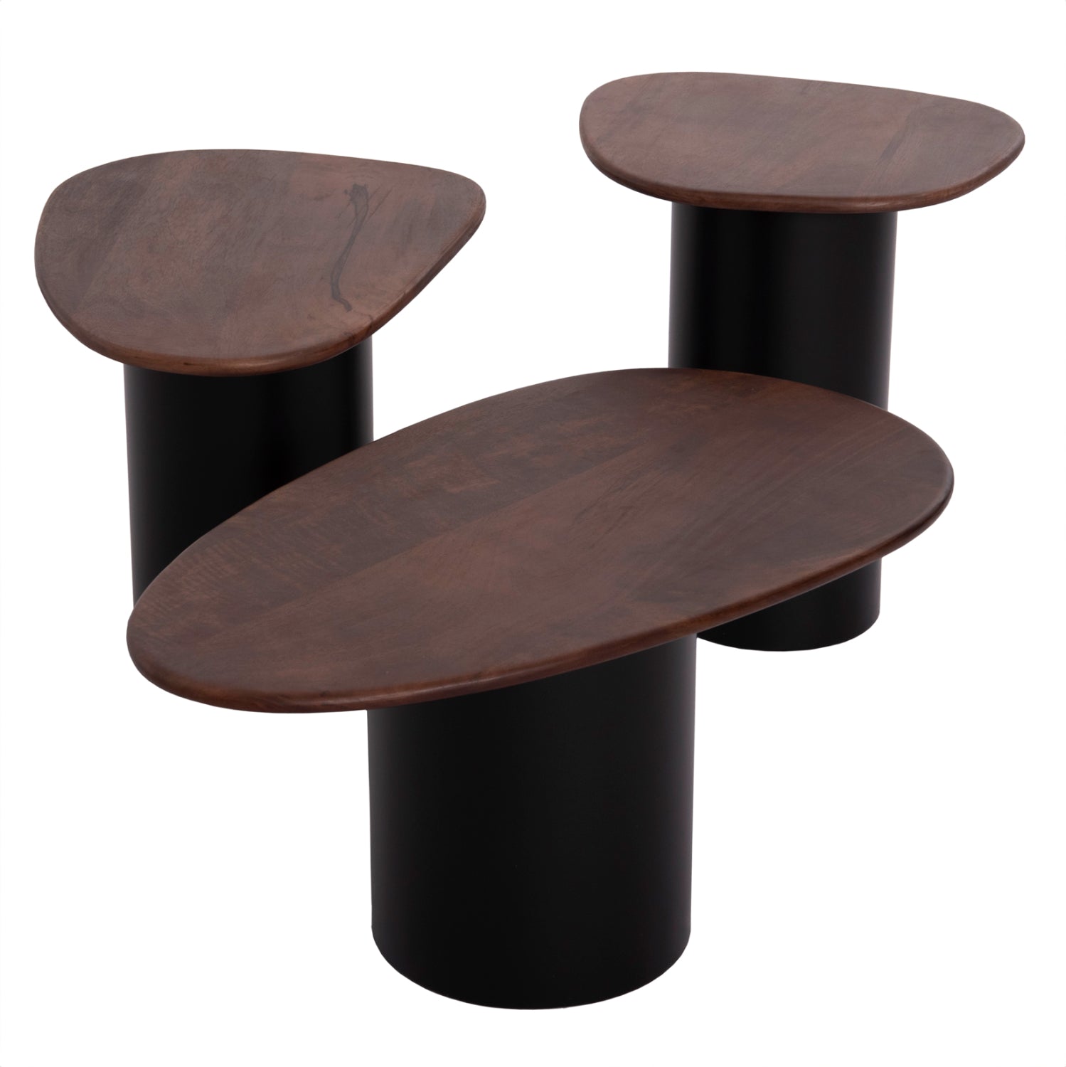ΤΡΑΠΕΖΙA ΣΑΛΟΝΙΟΥ 3ΤΜΧ PEBBLES HM18004 MANGO TOP-ΜΕΤΑΛΛΙΚΕΣ ΜΑΥΡΕΣ ΒΑΣΕΙΣ - Pakobazaar