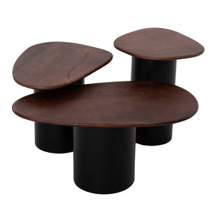ΤΡΑΠΕΖΙA ΣΑΛΟΝΙΟΥ 3ΤΜΧ PEBBLES HM18004 MANGO TOP-ΜΕΤΑΛΛΙΚΕΣ ΜΑΥΡΕΣ ΒΑΣΕΙΣ - Pakobazaar