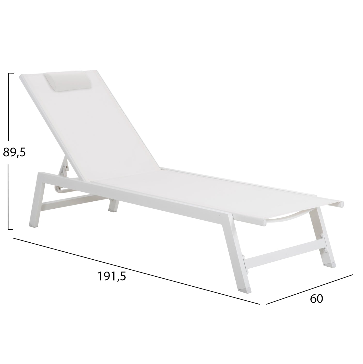 ΞΑΠΛΩΣΤΡΑ ΑΛΟΥΜΙΝΙΟΥ ΜΕ ΜΑΞΙΛΑΡΙ RABIA HM5982.01 ΣΕ ΛΕΥΚΟ 191,5x60x89,5Υεκ. - Pakobazaar