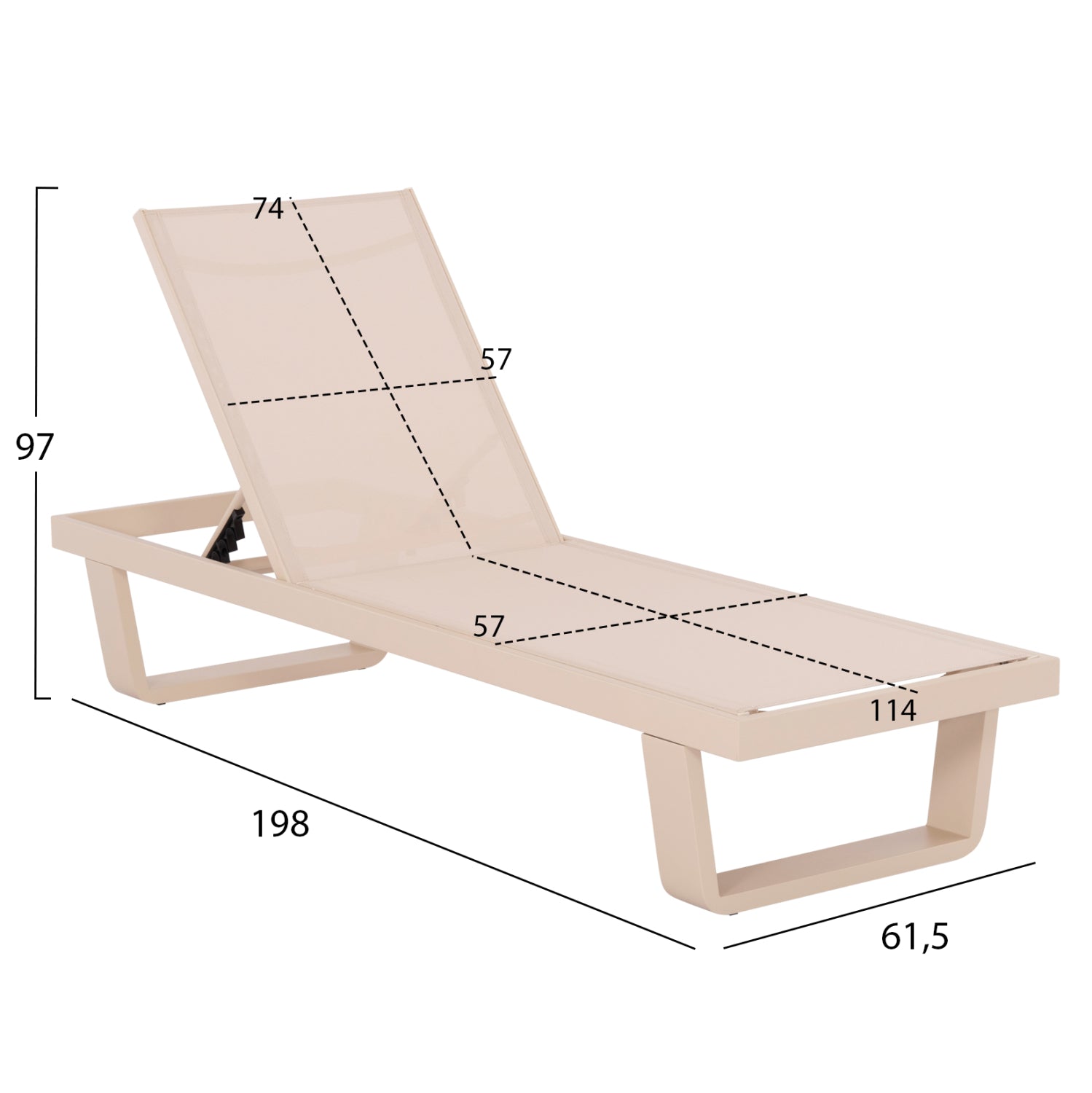 ΞΑΠΛΩΣΤΡΑ ΑΛΟΥΜΙΝΙΟΥ ΜΕ ΥΦΑΣΜΑ TESLIN RICKON HM6292.04 ΣΕ ΣΑΜΠΑΝΙ 198x61,5x97Υεκ. - Pakobazaar