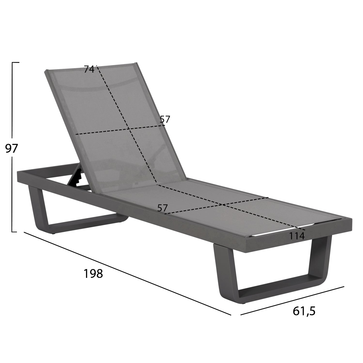 ΞΑΠΛΩΣΤΡΑ ΑΛΟΥΜΙΝΙΟΥ ΜΕ ΥΦΑΣΜΑ TESLIN RICKON HM6292.01 ΣΕ ΓΚΡΙ 198x61,5x97Υεκ. - Pakobazaar