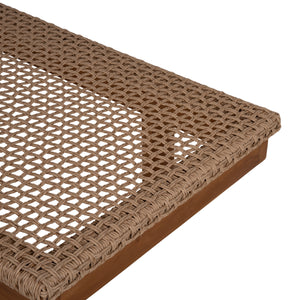 ΞΑΠΛΩΣΤΡΑ PATRON HM5993 TEAK ΞΥΛΟ ΚΑΙ ΣΧΟΙΝΙ VIRO ΣΕ ΠΛΕΞΗ WICKER 191x65x86Yεκ. - Pakobazaar
