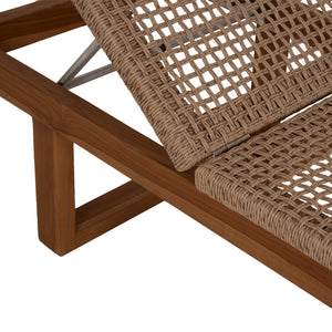 ΞΑΠΛΩΣΤΡΑ PATRON HM5993 TEAK ΞΥΛΟ ΚΑΙ ΣΧΟΙΝΙ VIRO ΣΕ ΠΛΕΞΗ WICKER 191x65x86Yεκ. - Pakobazaar