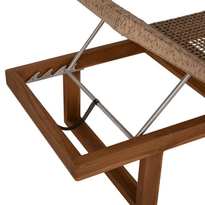 ΞΑΠΛΩΣΤΡΑ PATRON HM5993 TEAK ΞΥΛΟ ΚΑΙ ΣΧΟΙΝΙ VIRO ΣΕ ΠΛΕΞΗ WICKER 191x65x86Yεκ. - Pakobazaar