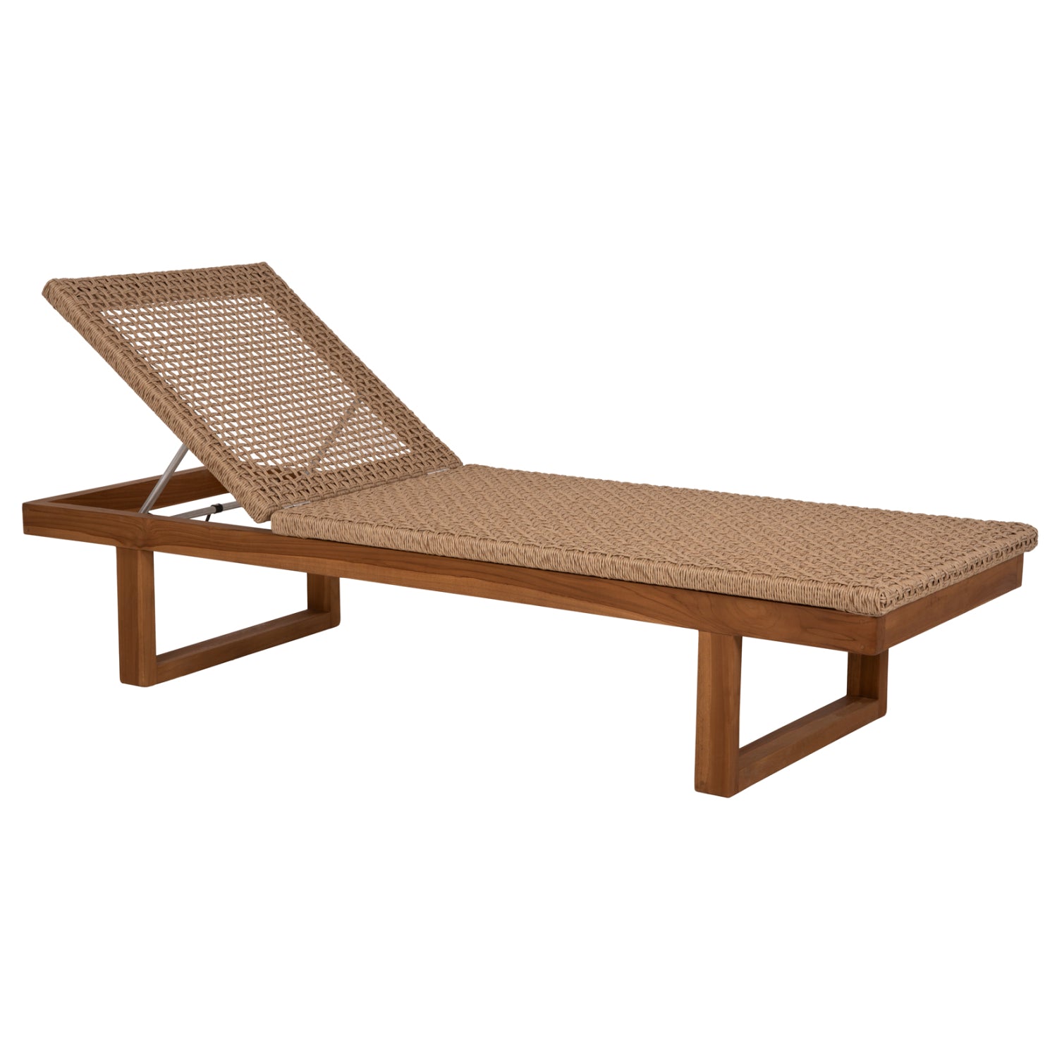 ΞΑΠΛΩΣΤΡΑ PATRON HM5993 TEAK ΞΥΛΟ ΚΑΙ ΣΧΟΙΝΙ VIRO ΣΕ ΠΛΕΞΗ WICKER 191x65x86Yεκ. - Pakobazaar