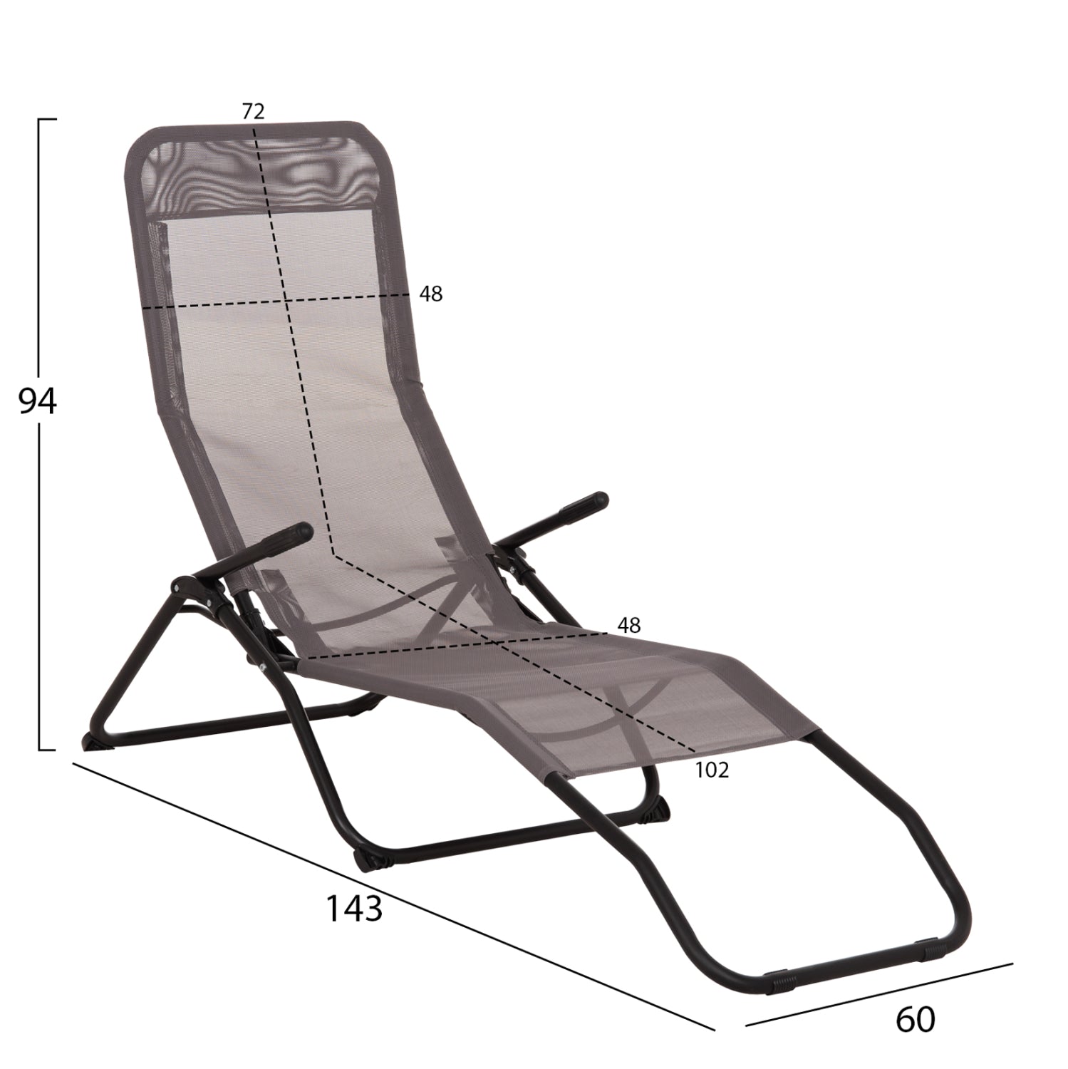 ΞΑΠΛΩΣΤΡΑ ΚΟΥΝΙΣΤΗ SWINGSAND HM6553.01 ΓΚΡΙ TEXTILENE--ΜΑΥΡΟ ΜΕΤΑΛΛΟ 143x60x94Υεκ - Pakobazaar