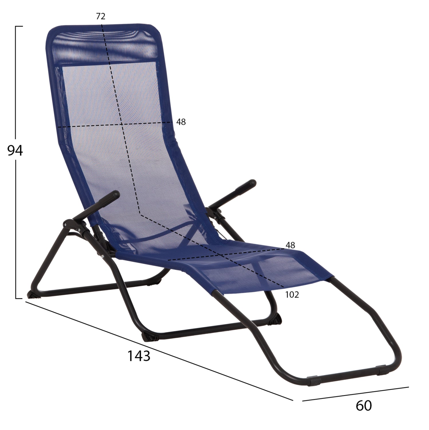 ΞΑΠΛΩΣΤΡΑ ΚΟΥΝΙΣΤΗ SWINGSAND HM6553.05 ΜΠΛΕ TEXTILENE--ΜΑΥΡΟ ΜΕΤΑΛΛΟ 143x60x94Υεκ - Pakobazaar