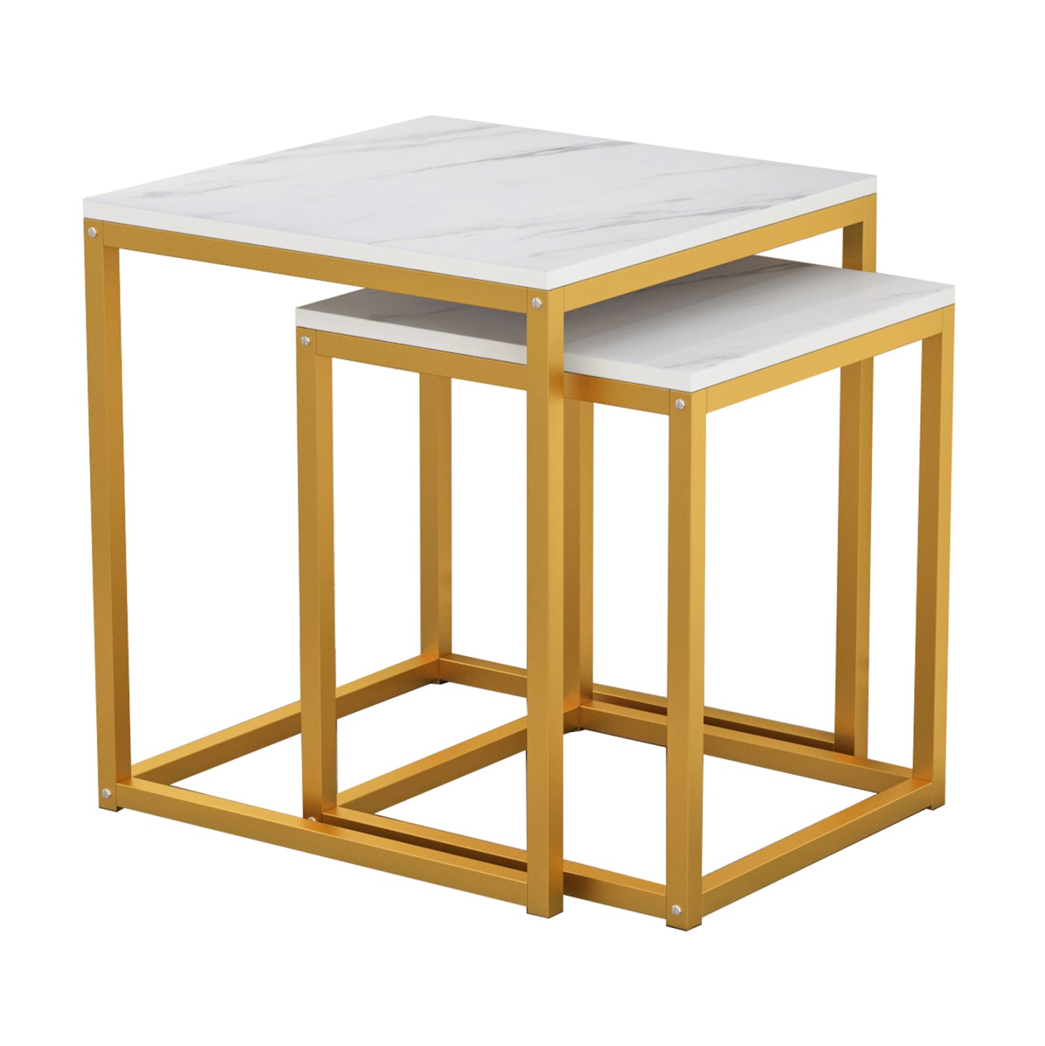 ΖΙΓΚΟΝ GRELAY 2 ΤΕΜ MDF ΟΨΗ ΜΑΡΜΑΡΟΥ & ΜΕΤΑΛΛΟ HM8762.11 45Χ45Χ50εκ. & 37Χ37Χ43 εκ. - Pakobazaar