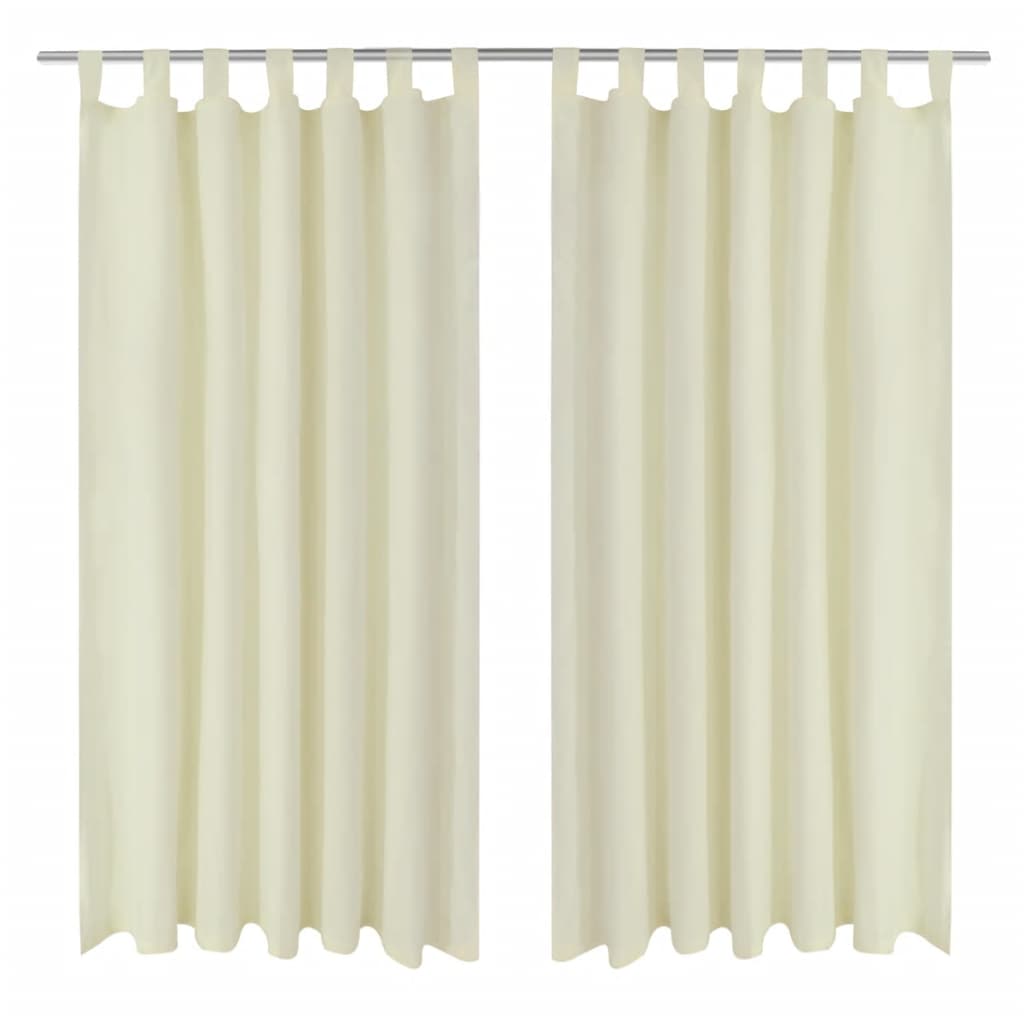2 pcs Cream Micro-Satin Curtains with Loops 140 x 225 cm