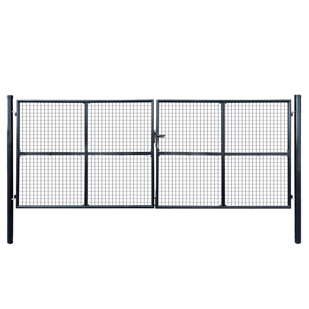 Mesh Garden Gate Galvanised Steel 400x150 cm Grey