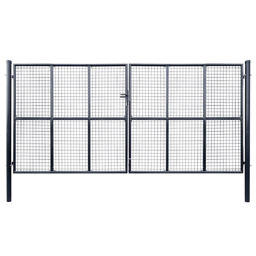 Mesh Garden Gate Galvanised Steel 400x175 cm Grey