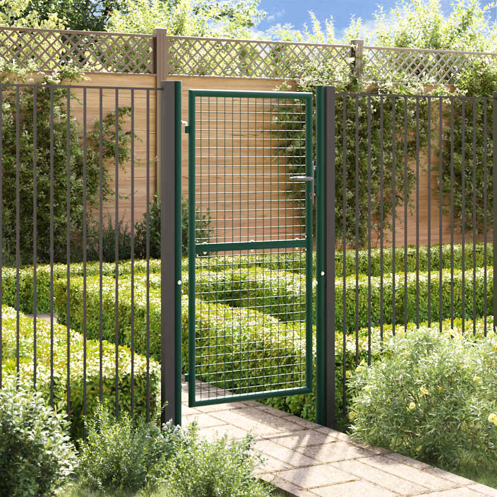 Fence Gate Steel 100x175 cm Green