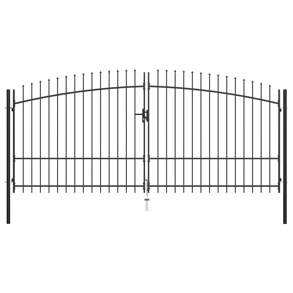 Double Door Fence Gate with Spear Top 400x225 cm