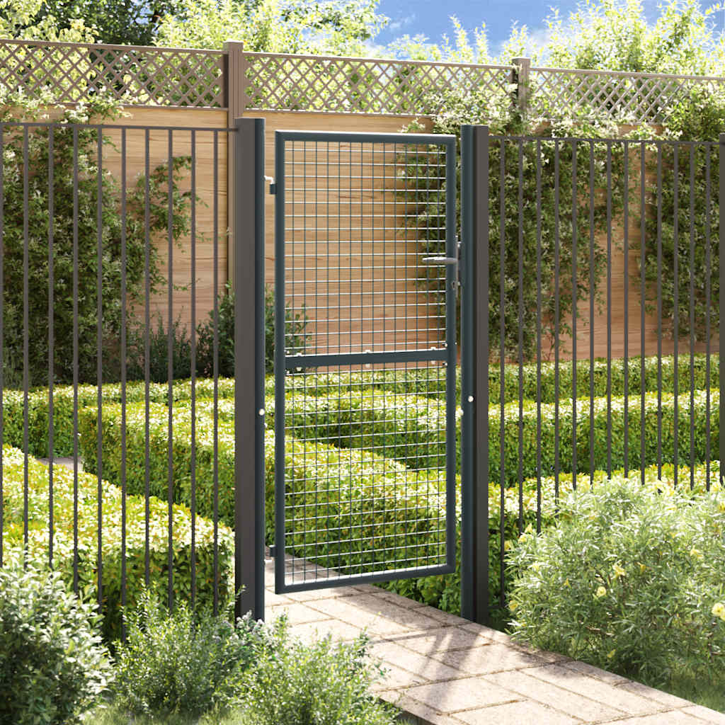 Mesh Garden Gate Galvanised Steel 100x225 cm Grey