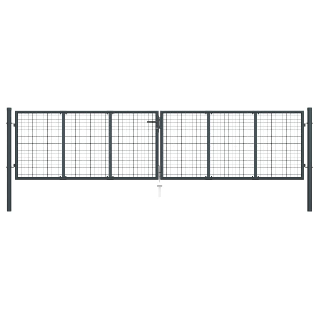 Mesh Garden Gate Galvanised Steel 400x125 cm Grey