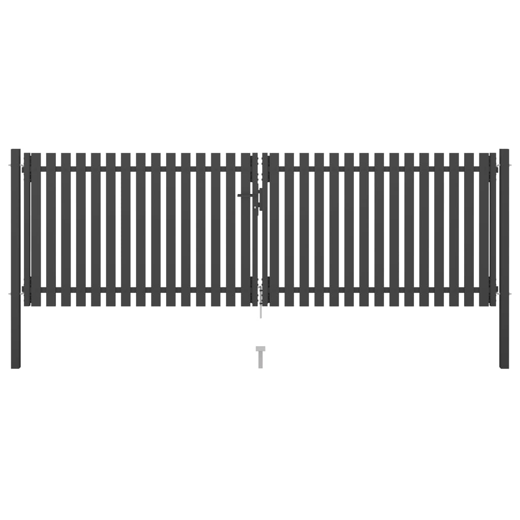 Garden Fence Gate Steel 4x1.5 m Anthracite