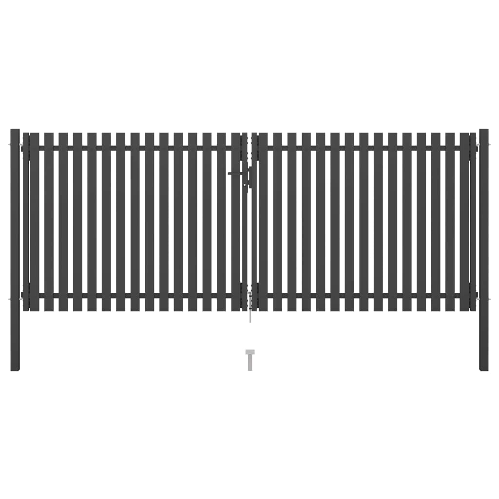 Garden Fence Gate Steel 4x1.7 m Anthracite