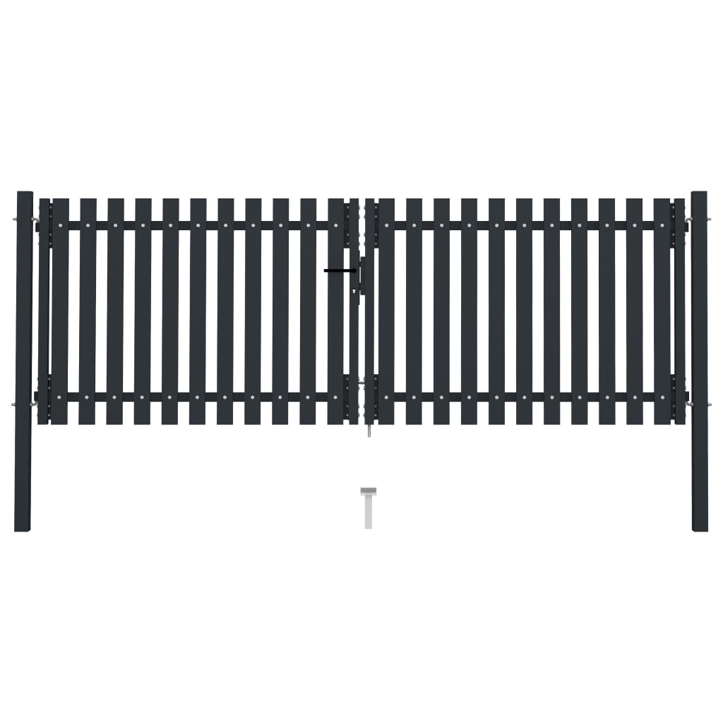 Double Door Fence Gate Steel 306x125 cm Anthracite