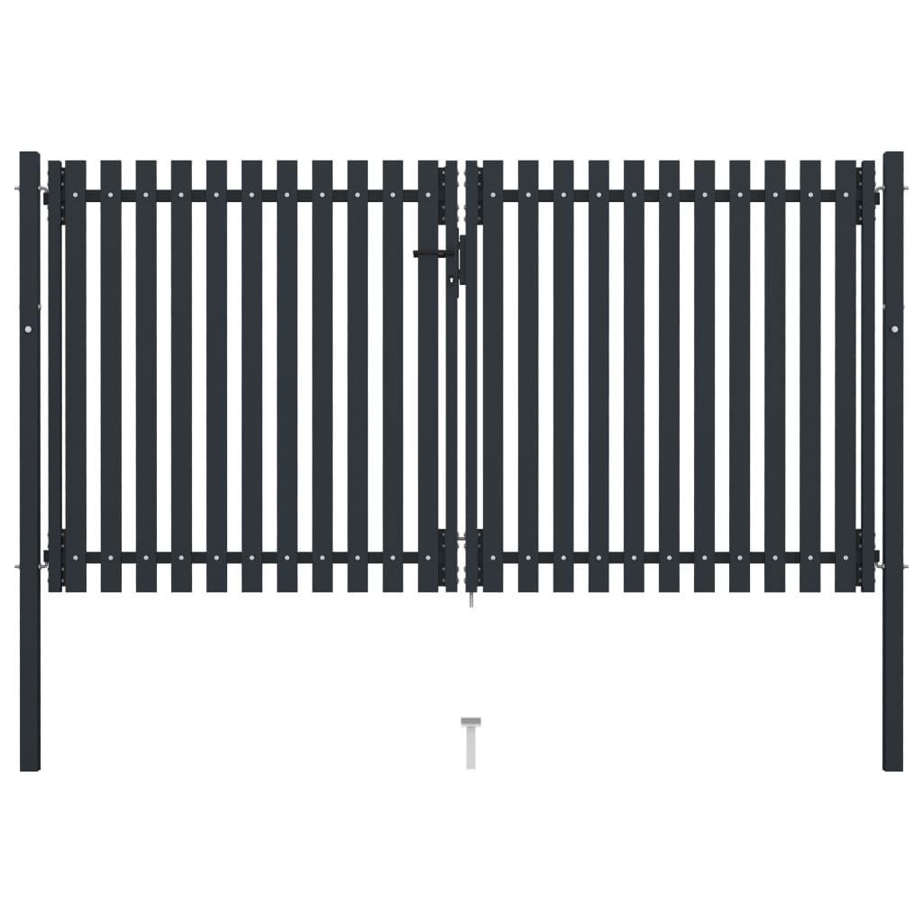 Double Door Fence Gate Steel 306x200 cm Anthracite