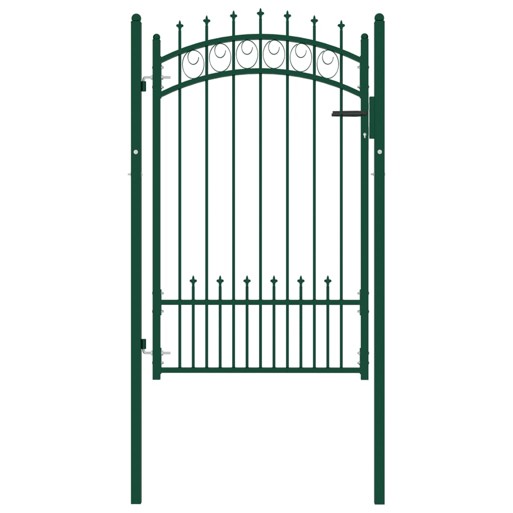 Fence Gate with Spikes Steel 100x150 cm Green
