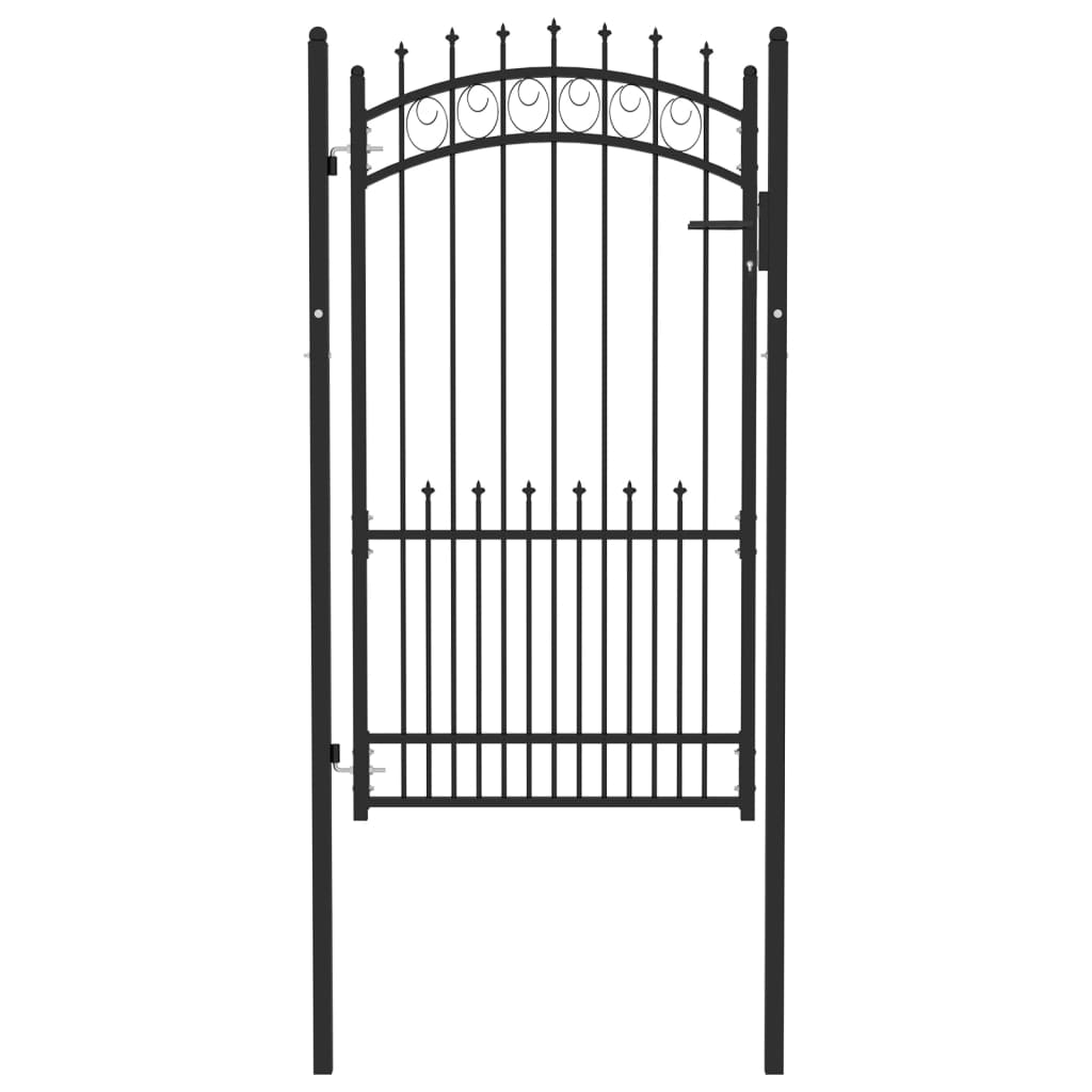 Fence Gate with Spikes Steel 100x175 cm Black
