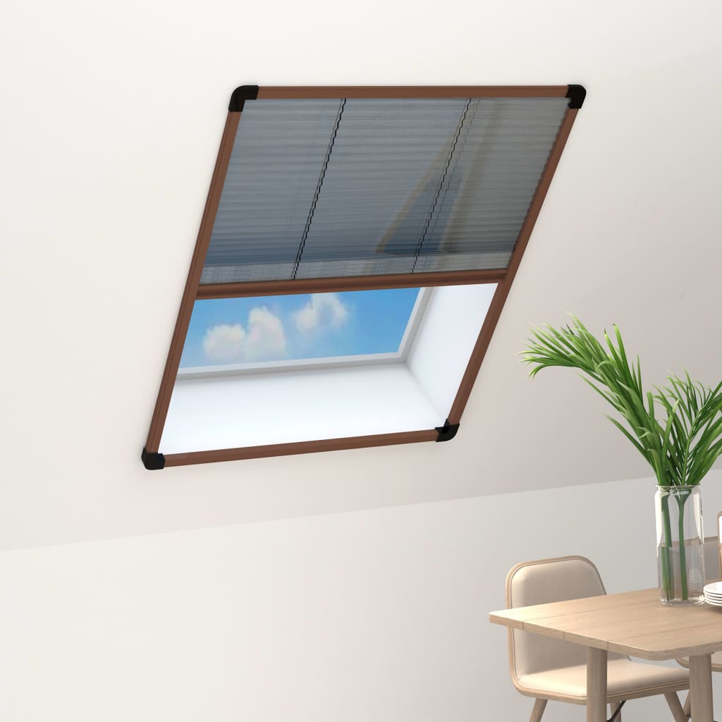 Plisse Insect Screen for Windows Aluminium Brown 60x160 cm