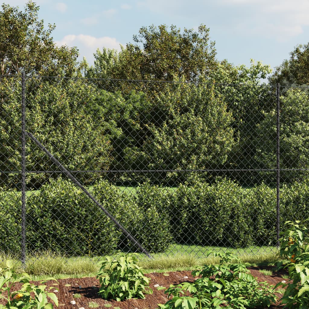 Chain Link Fence with Spike Anchors Anthracite 1.6x25 m