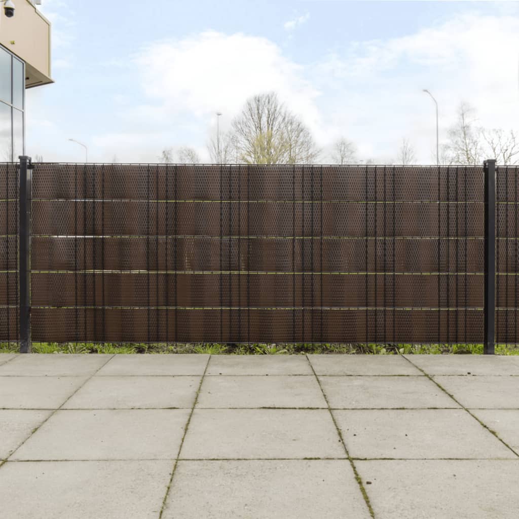 Balcony Screens 5 pcs Brown and Black 255x19 cm Poly Rattan