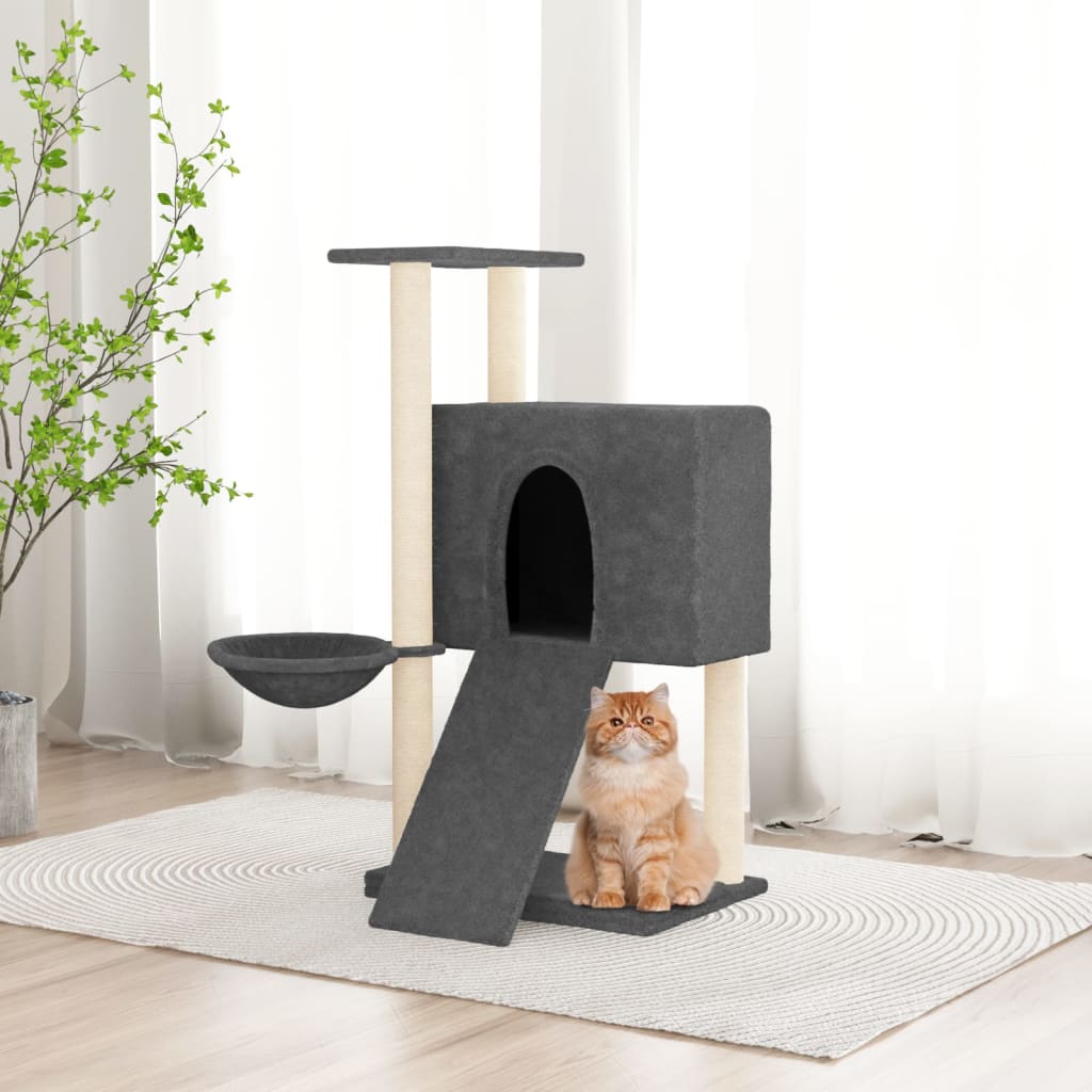 Cat Tree with Sisal Scratching Posts Dark Grey 96 cm
