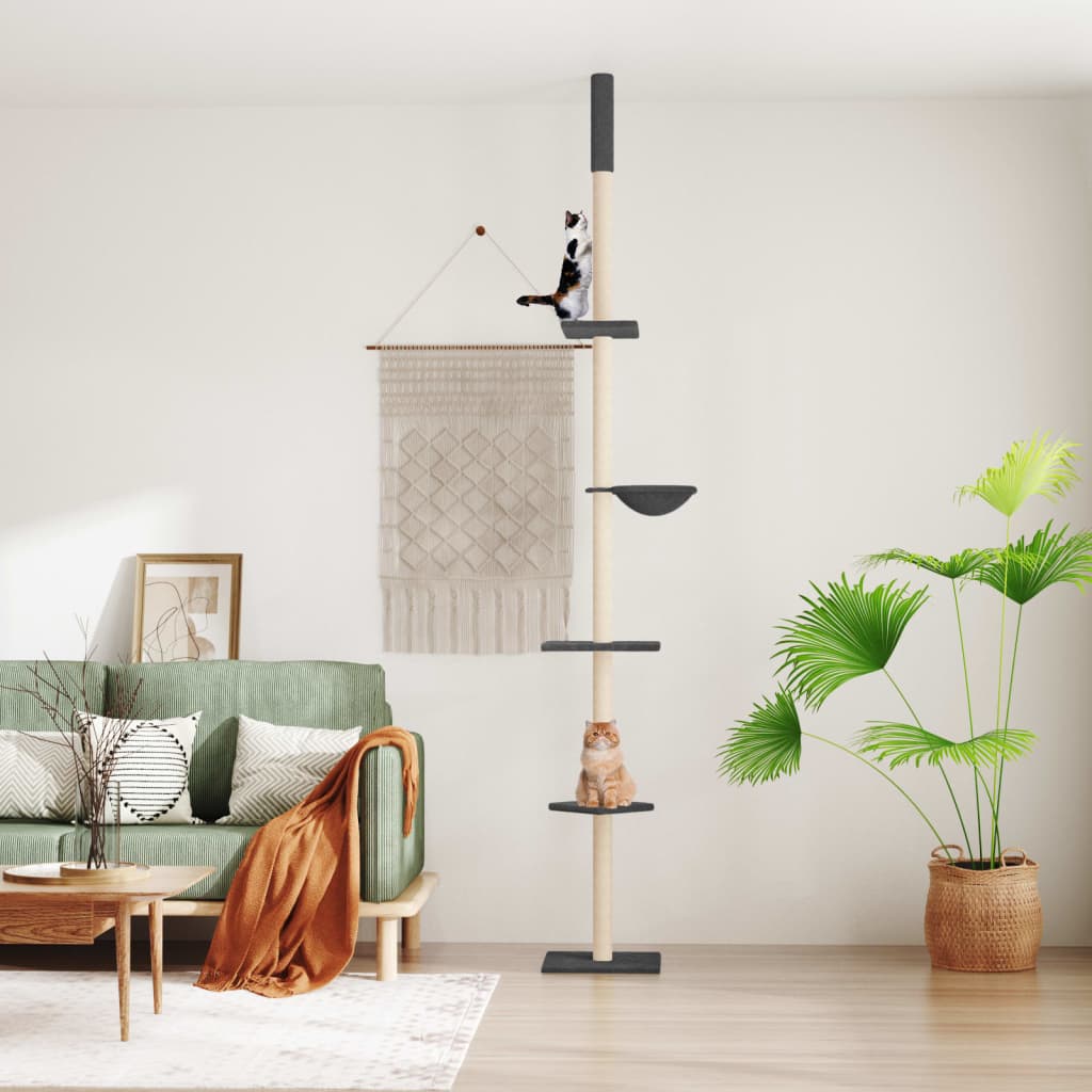 Floor to Ceiling Cat Tree Dark Grey 263.5-289.5 cm