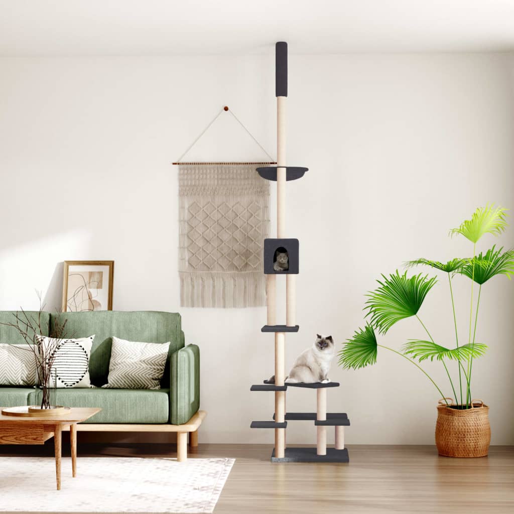 Floor to Ceiling Cat Tree Dark Grey 268.5-294.5 cm